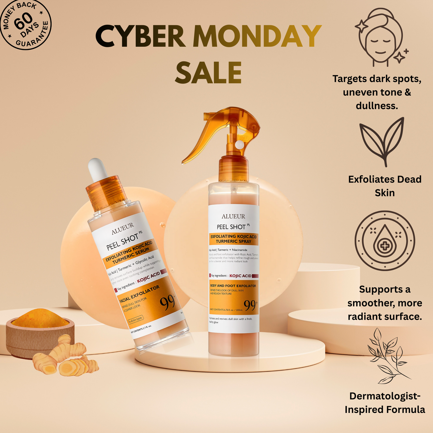 Peel Shot Kojic Acid Turmeric Duo Spay + Serum